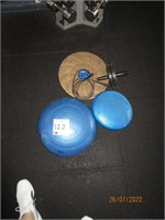 3 assorted balance boards and balls