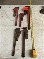 5- pipe wrenches various sizes