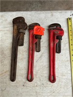 3- rigid pipe wrenches various sizes
