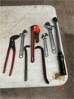 Pipe wrench, Cresent wrench, pry bar, torque - all