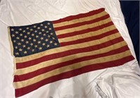 American flag 50 stars (yellowed) 3 ft by 5 ft