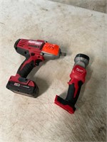 Milwaukee 1/2” impact , light, battery, no charger