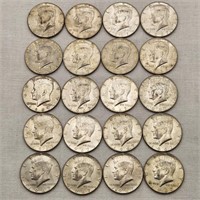 20 Kennedy Silver Halves 1967
