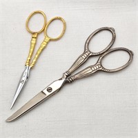2 Sewing Scissors Vtg & Newer