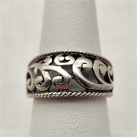 925 Silver Ring Pierced Scroll
