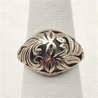 925 Silver Ring Pierced Leaves