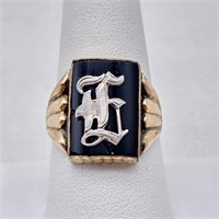14K Gold Shell Initial Ring