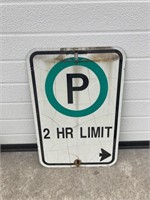 Sign- parking 2 hr limit