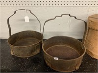 2 OLD HANDLED METAL STRAINERS