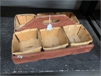 PRIMITIVE RED WOODEN BOX/ TRAY/ CARRIER