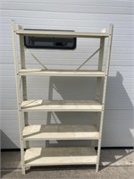 White metal shelf unit