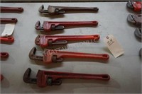 FIVE  RIDGID 18" ADJUSTABLE PIPE WRENCHES