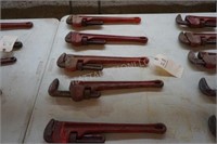FIVE  RIDGID 18" ADJUSTABLE PIPE WRENCHES