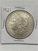 1921 Morgan silver dollar AU cond.
