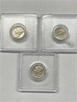 1943, 1941, & 1943-D Mercury Dimes -