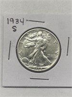 1934-S Silver Walking Liberty Half Dollar