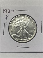 1937 Silver Walking Liberty Half Dollar