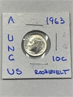 1963 UNC Silver Roosevelt Dime