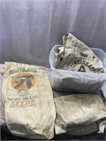 tote with burlap sacks
