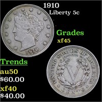 1910 Liberty Nickel 5c Grades xf+