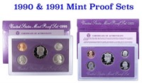 Group of 2 United States Mint Proof Sets 1990-1991