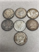 (7)- 1964 Kennedy half dollars