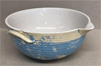 Blue paint pottery bowl