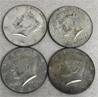 4-Silver 1967 Kennedy half dollars