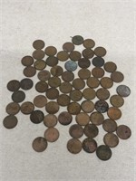 64-Wheat pennies various dates from 1920 to 1940s
