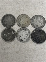 6-Silver dimes 1915, 1914, 1911, 19 oh one, 1