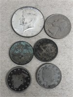 (3)-V Nickels & 1968 Kennedy silver clad half
