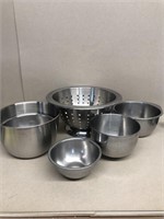 Stainless steel bowls and drainer