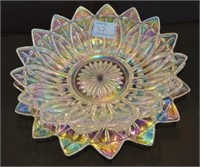 IRIDESCENT CARNIVAL GLASS BOWL AND PLATE