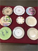Plates hand-painted early etc. group