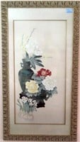 ASIAN STYLE STILL LIFE FLORAL PRINT - FRAMED AND