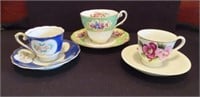 3 COLLECTOR TEA CUPS AND SAUCERS