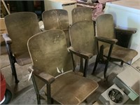 6 - antique wooden theater chairs
