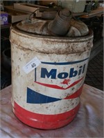 Vintage 5 Gal Mobil Metal Fuel Can