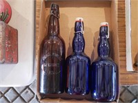 Vintage Swing Bottles - Brown Chas. Knight & Blue