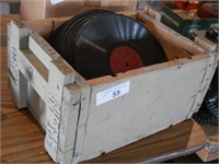 Vintage Record Albums in Wood Box