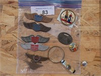 Vintage Wing Pins, Pin Back, Tokens, Mag Glass