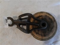 Vintage Wood Pulley, approx 12"