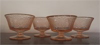Set of 4 Pink Glass Sorbet Cup - Bouquet & Lattice