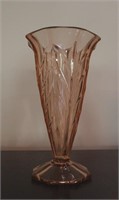 Deco Style Pink Depression Glass Vase