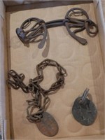 Vintage Horse Bit, Cow Tags & Chain