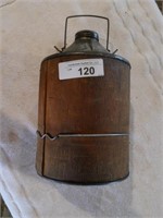 Vintage Wood Wrapped Metal Fuel Can, approx 11" t