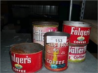 Vintage Coffee Tins - Folger's, Butter-Nut, Hills