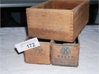 Vintage Yeast Form & Kraft Cheese Wood Boxes