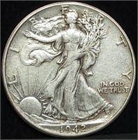 1942 Walking Liberty Silver Half Dollar AU