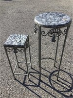 2 Marble Top Metal Base Fern Stands